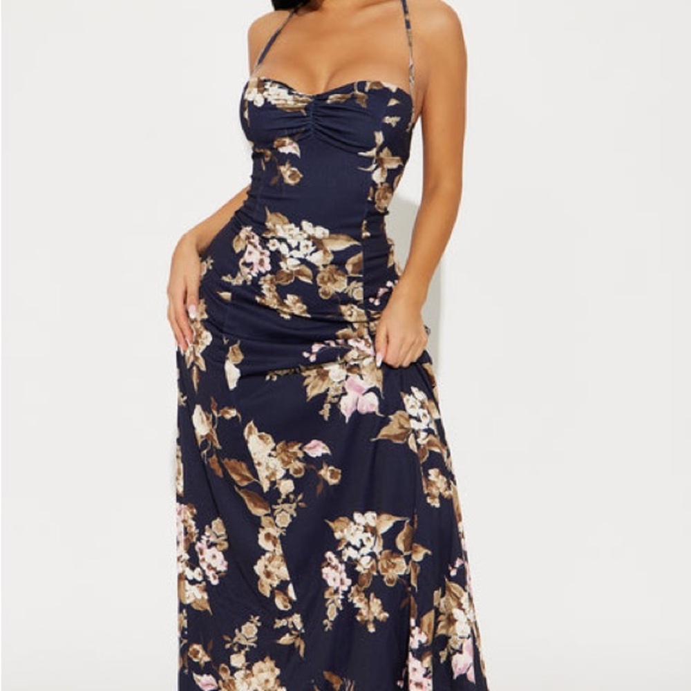 Fashion Nova Navy Floral Maxi Dress